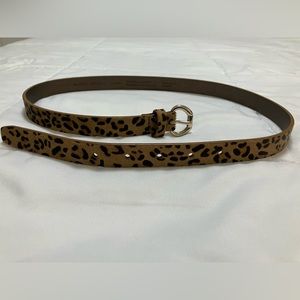 Women’s leather cow hair belt with leopard print size XS